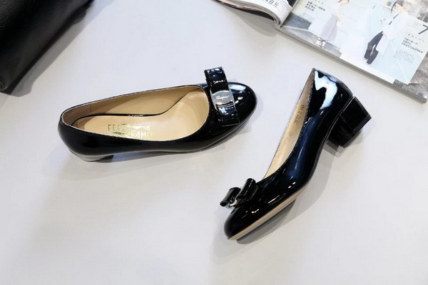 Ferragamo Shallow mouth Block heel Shoes Women--005